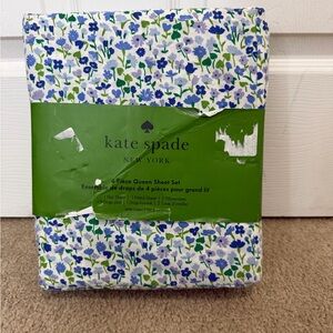 Kate Spade Blue Multi Colored Floral Queen Sheet Set